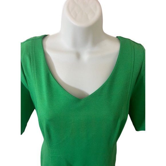 TALBOTS Green V-Neck Short Sleeve Midi Size 8 Dress - Picture 7 of 8